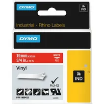 Dymo 1805422 White On Red Vinyl Adhesive Labels 19mm x 5.5m