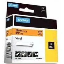 Dymo 18436 Black On Orange Vinyl Adhesive Labels 19mm x 5.5m (S0718500)