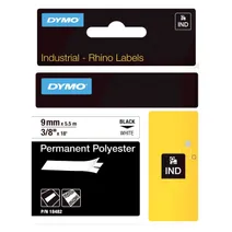 Dymo 18482 Black On White Permanent Polyester Adhesive Tape 9mm x 5.5m