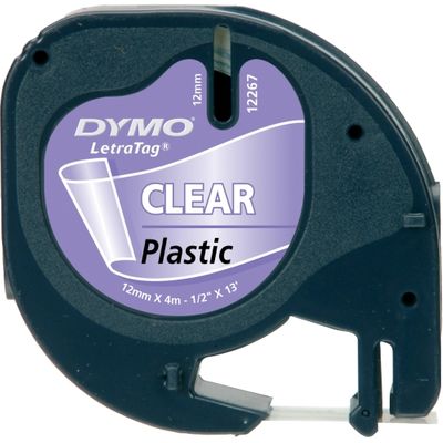 Dymo 12267 Black On Clear LetraTag Adhesive Label Plastic Tape