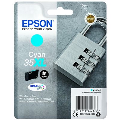 Premium Compatible Epson 35XL Cyan High Capacity Ink Cartridge  (C13T35924010) T3592 Padlock