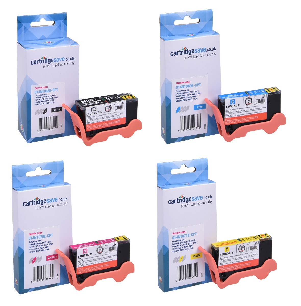 Compatible Lexmark 100XL High Capacity 4 Colour Ink Cartridge Multipack - (14N1921E)