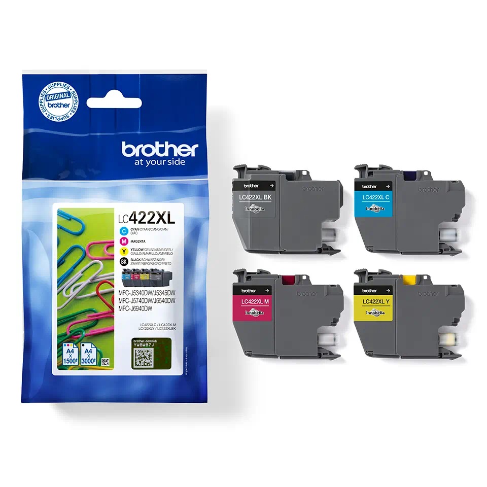 Brother LC422XLVAL High Capacity 4 Colour Ink Cartridge Multipack