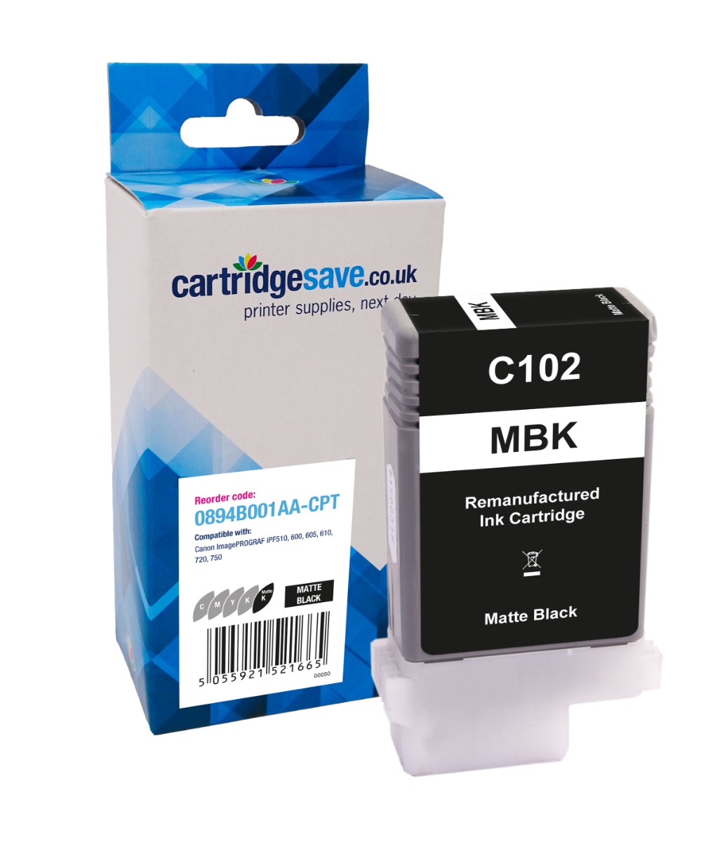 Compatible Canon PFI-102MBK Matte Black Ink Cartridge - (0894B001AA)