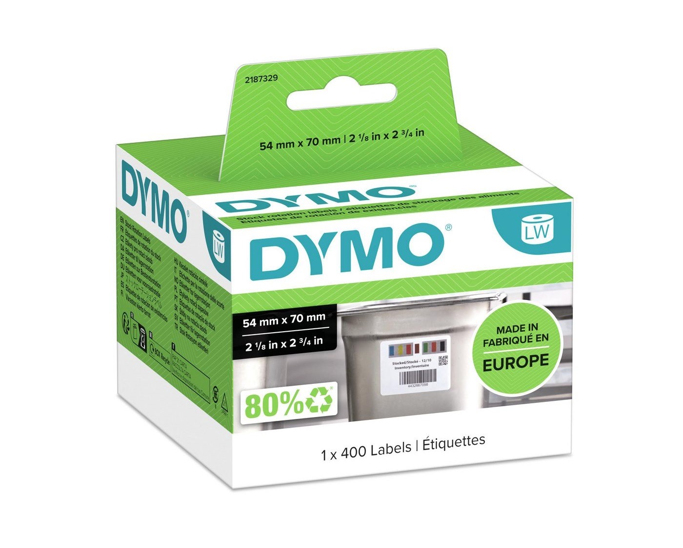 Dymo 2187329 Stock Rotation Labels - 400 Labels 70 x 54mm