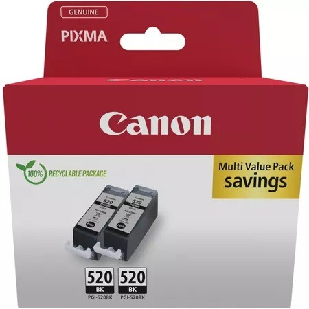 Canon PGI-520BK Black Ink Cartridge Twin Pack - (2932B009AA)