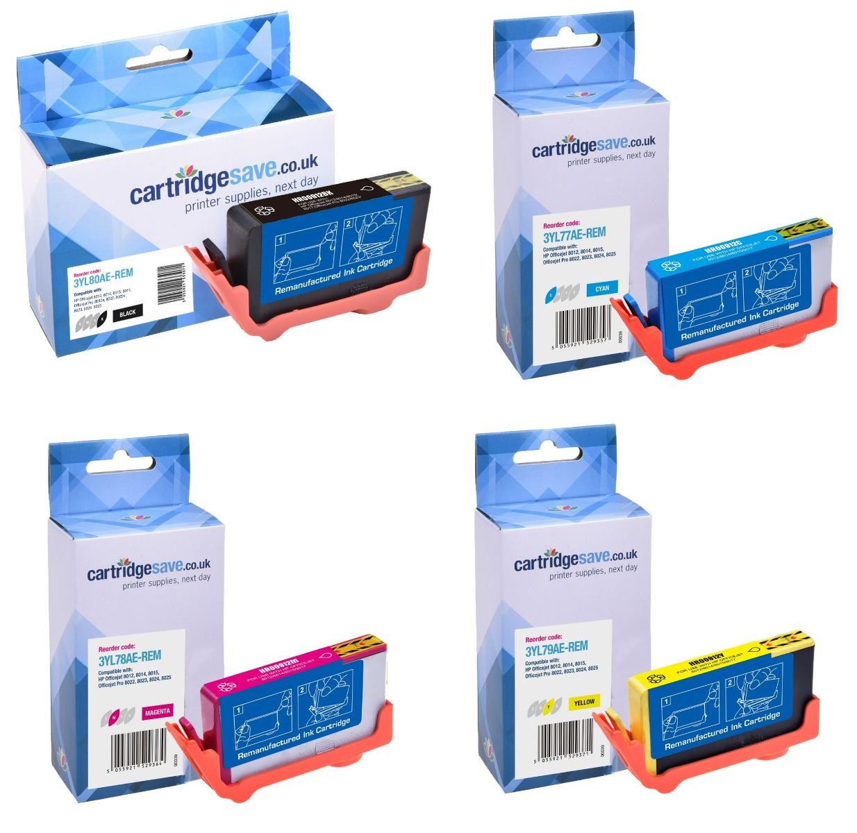 Compatible HP 912 4 Colour CMYK Ink Cartridge Multipack