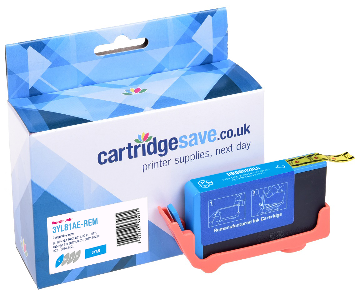 Compatible High Capacity HP 912XL Cyan Ink Cartridge - (3YL81AE)