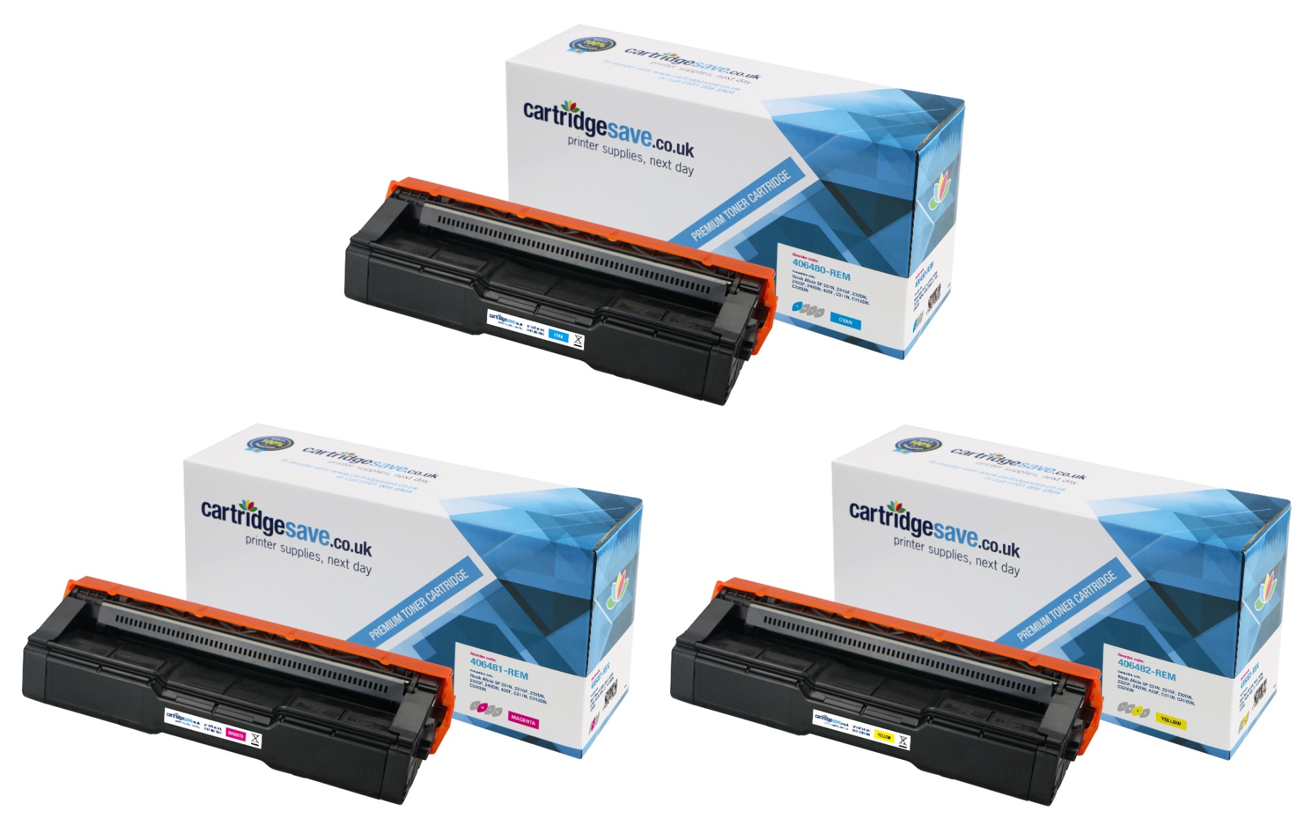 Compatible Ricoh 4064 High Capacity 3 Colour Toner Cartridge Multipack