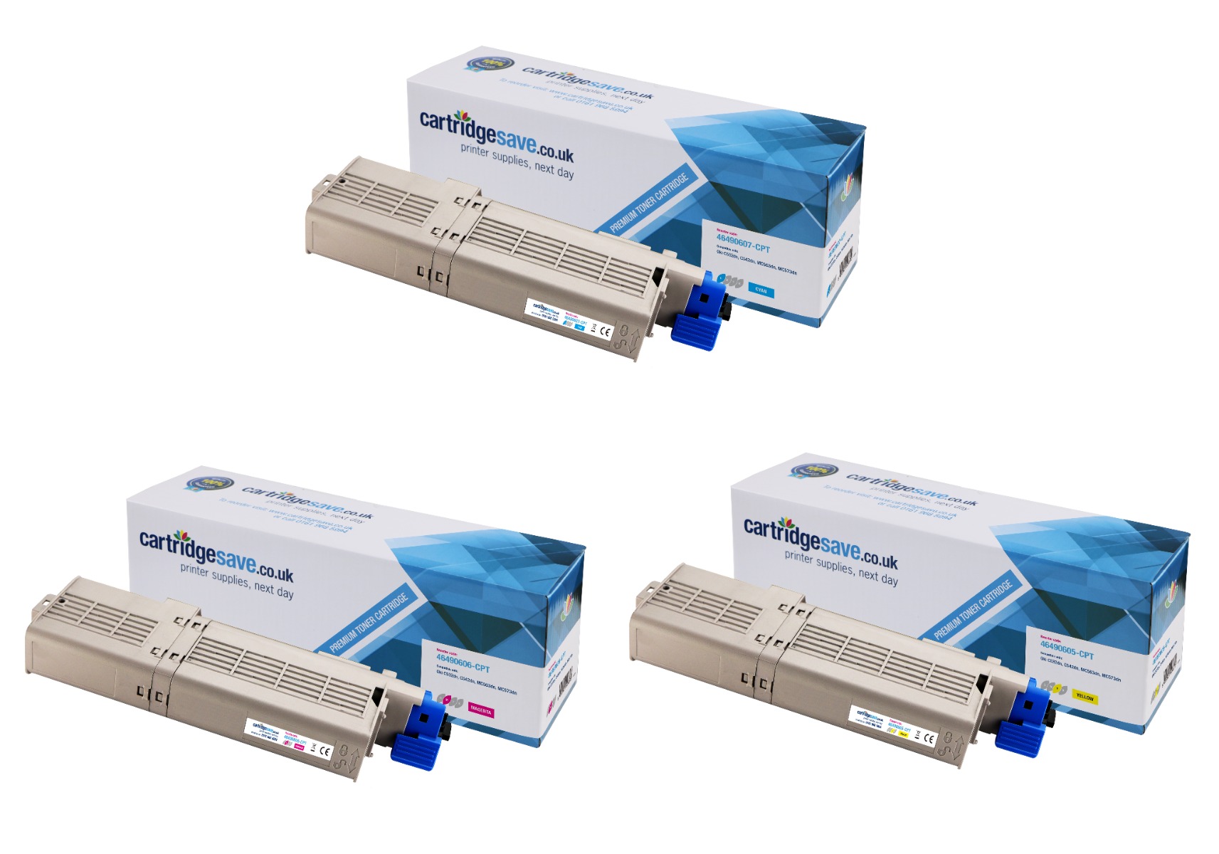 Compatible High Capacity Oki 4649060 3 Colour Toner Cartridge Multipack