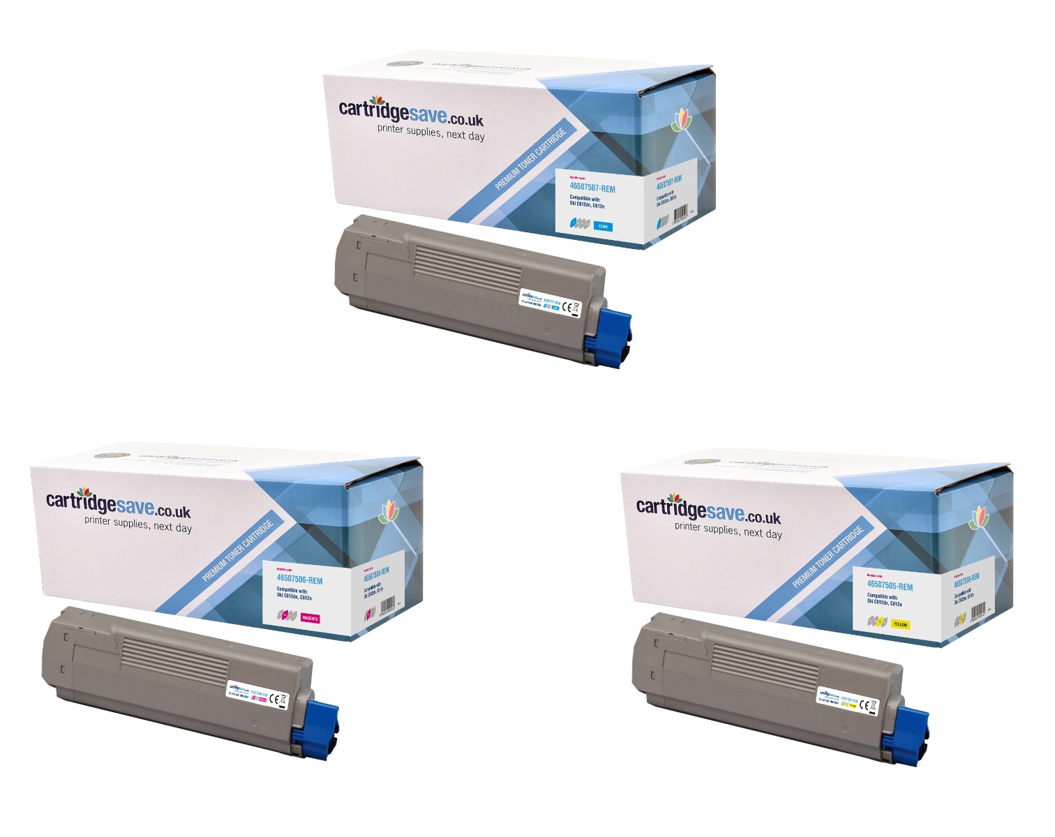 Compatible Oki 4650750 3 Colour Toner Cartridge Multipack 