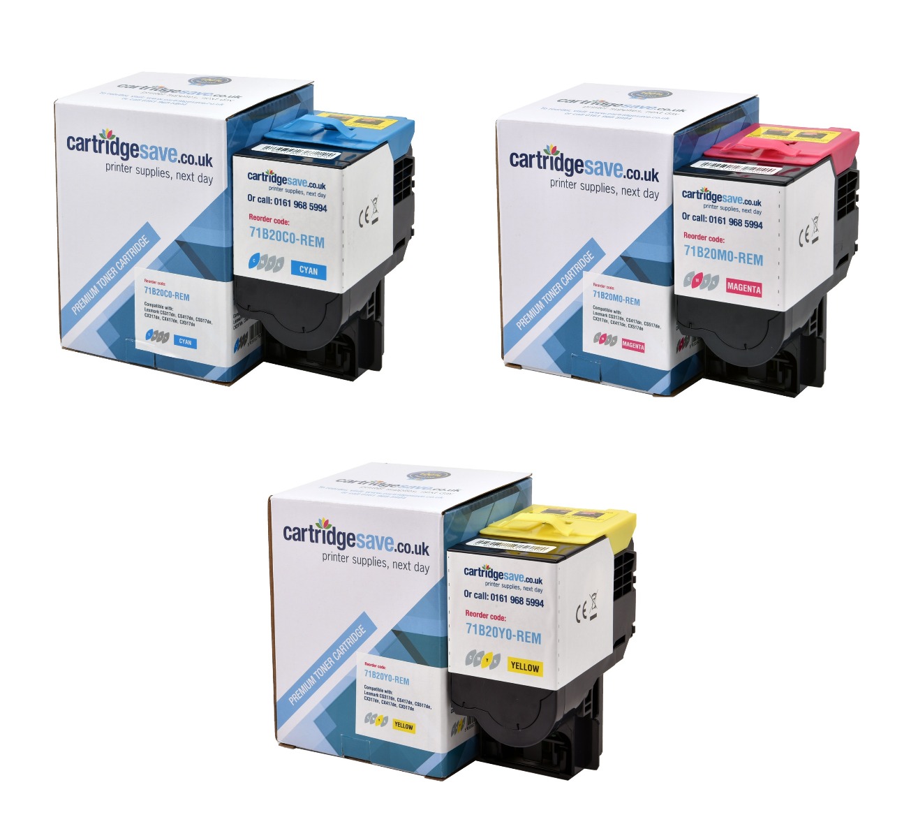 Compatible Lexmark 71B20 3 Colour Toner Cartridge Multipack