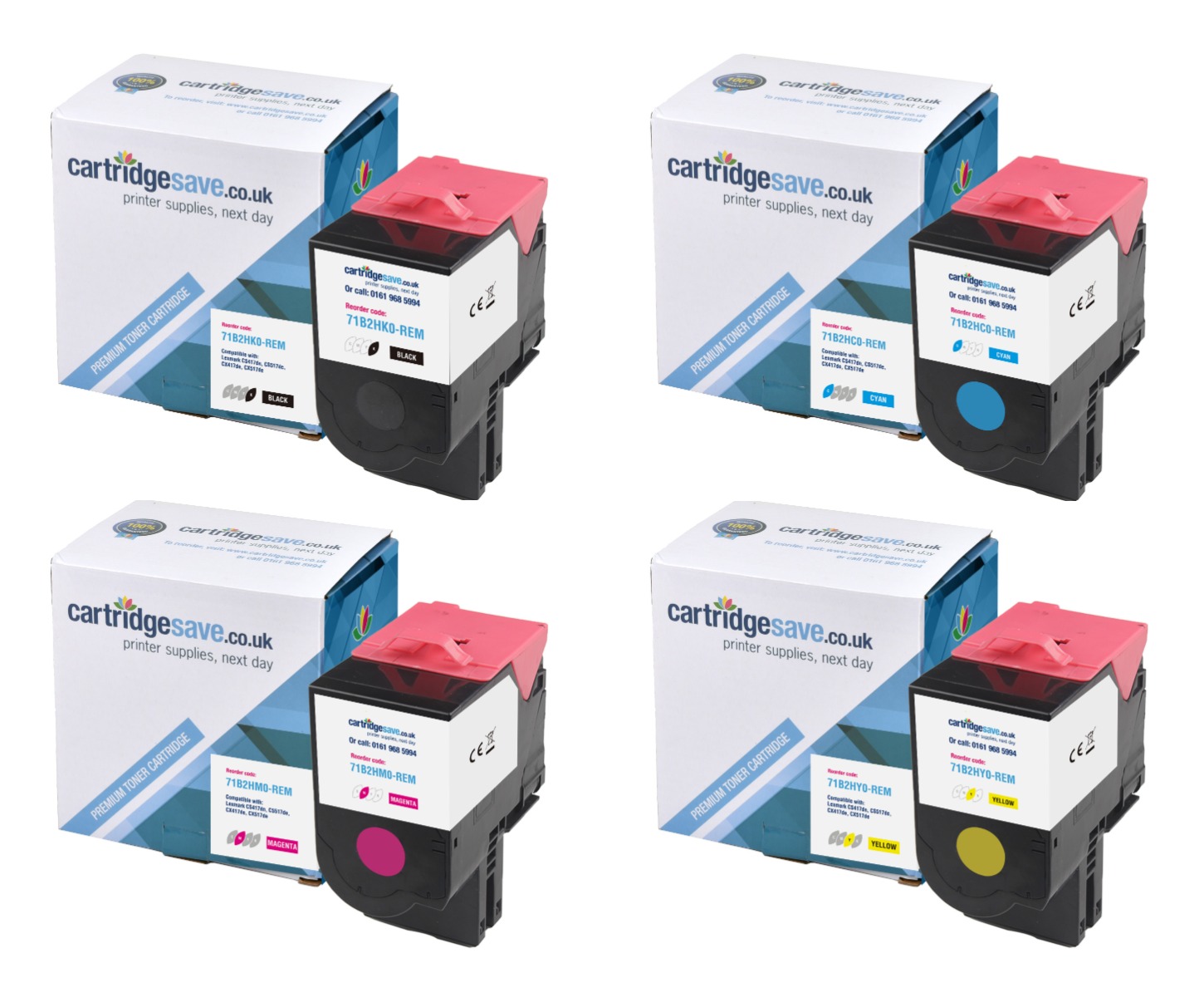 Compatible Lexmark 71B2H 4 Colour Toner Cartridge Multipack