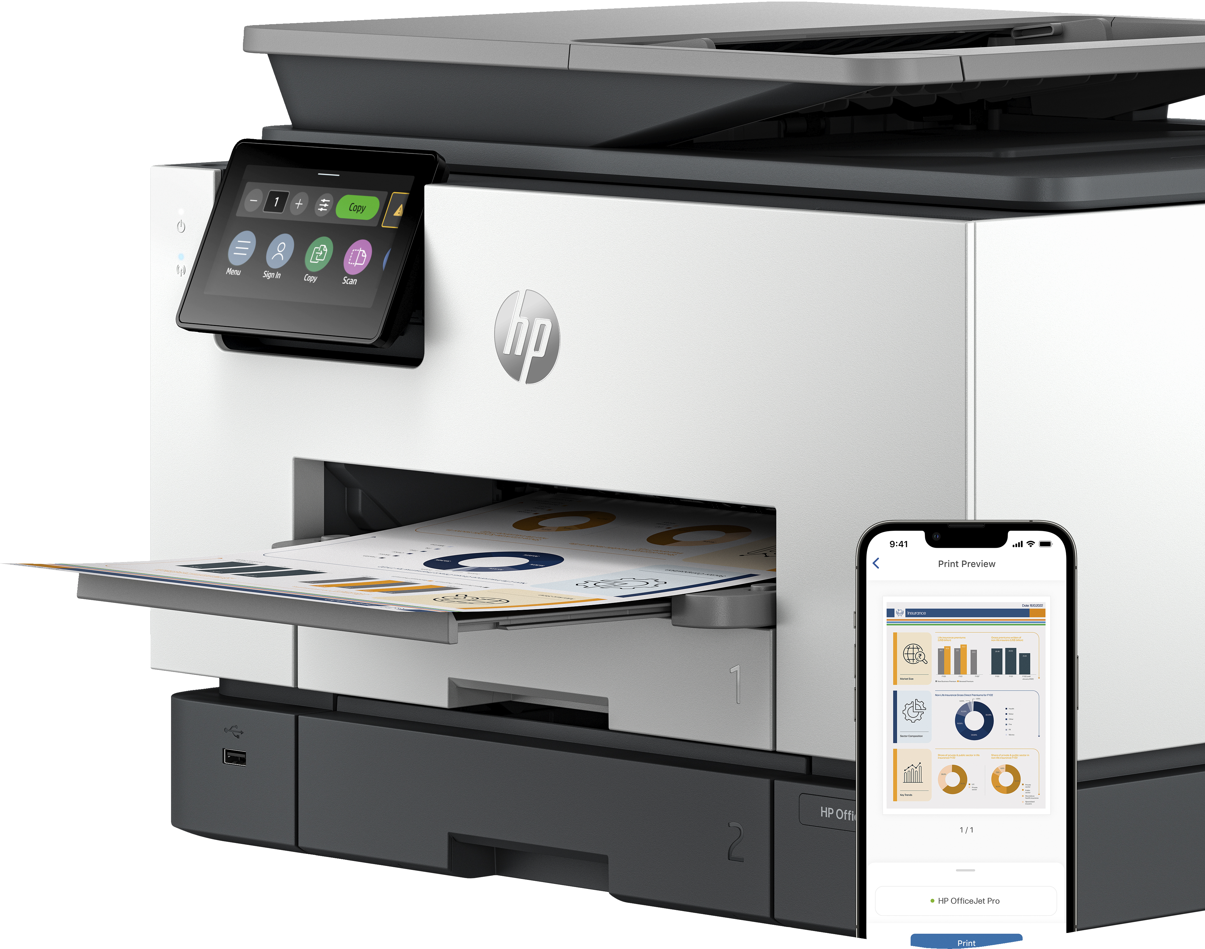 HP OfficeJet Pro 9130b All-in-One Colour Inkjet Printer