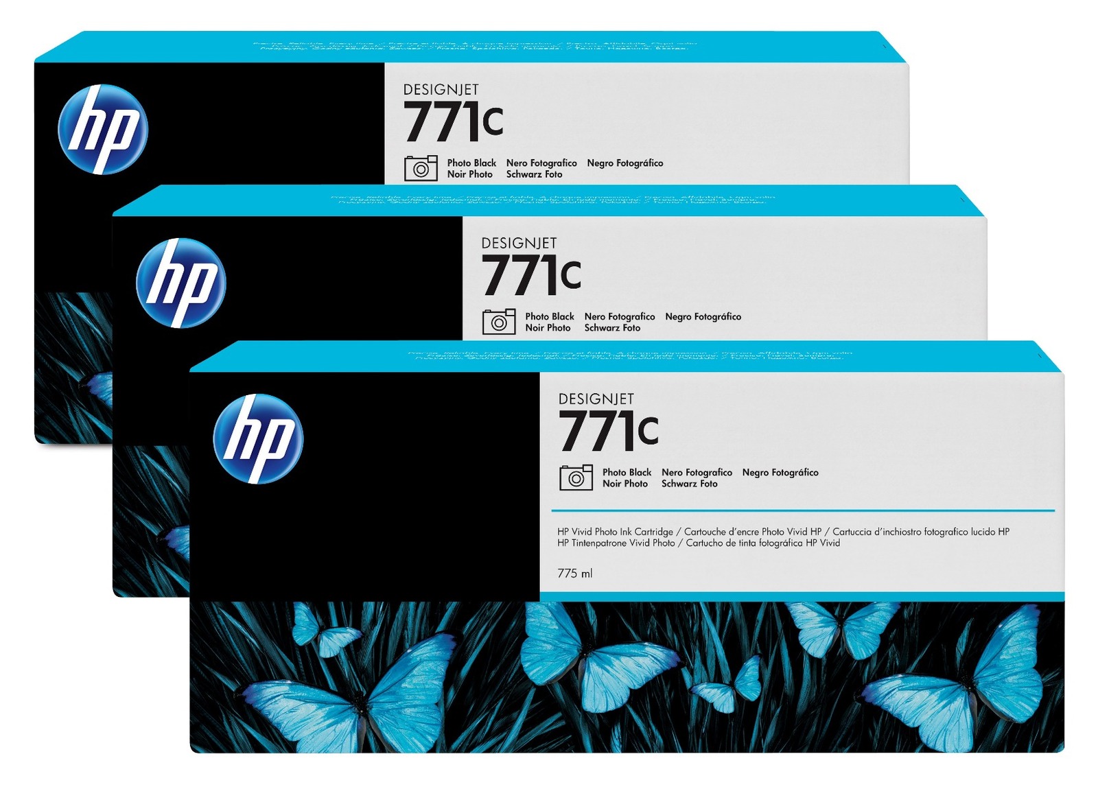 HP 771C Photo Black Ink Cartridges Triple Pack - (B6Y37A)