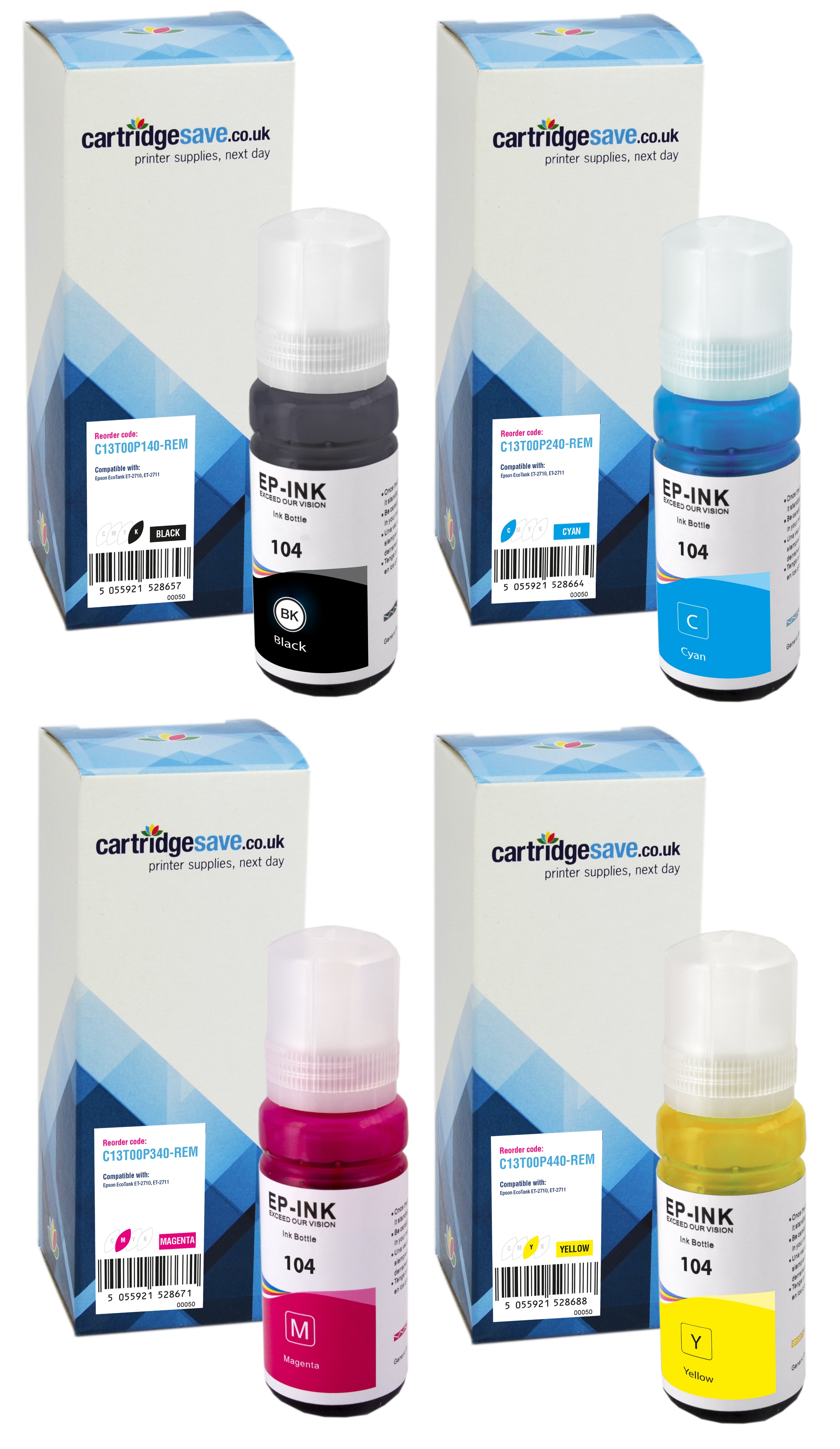Compatible Epson 104 4 Colour Ink Bottle Multipack
