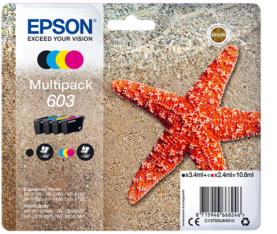 Epson 603 4 Colour Ink Cartridge Multipack - (C13T03U64010)