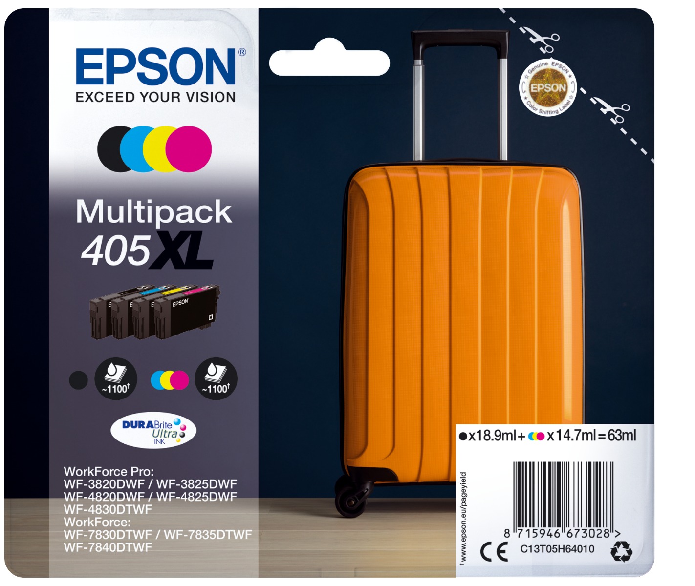 Epson 405XL High Capacity 4 Colour Ink Cartridge Multipack - (C13T05H64010)