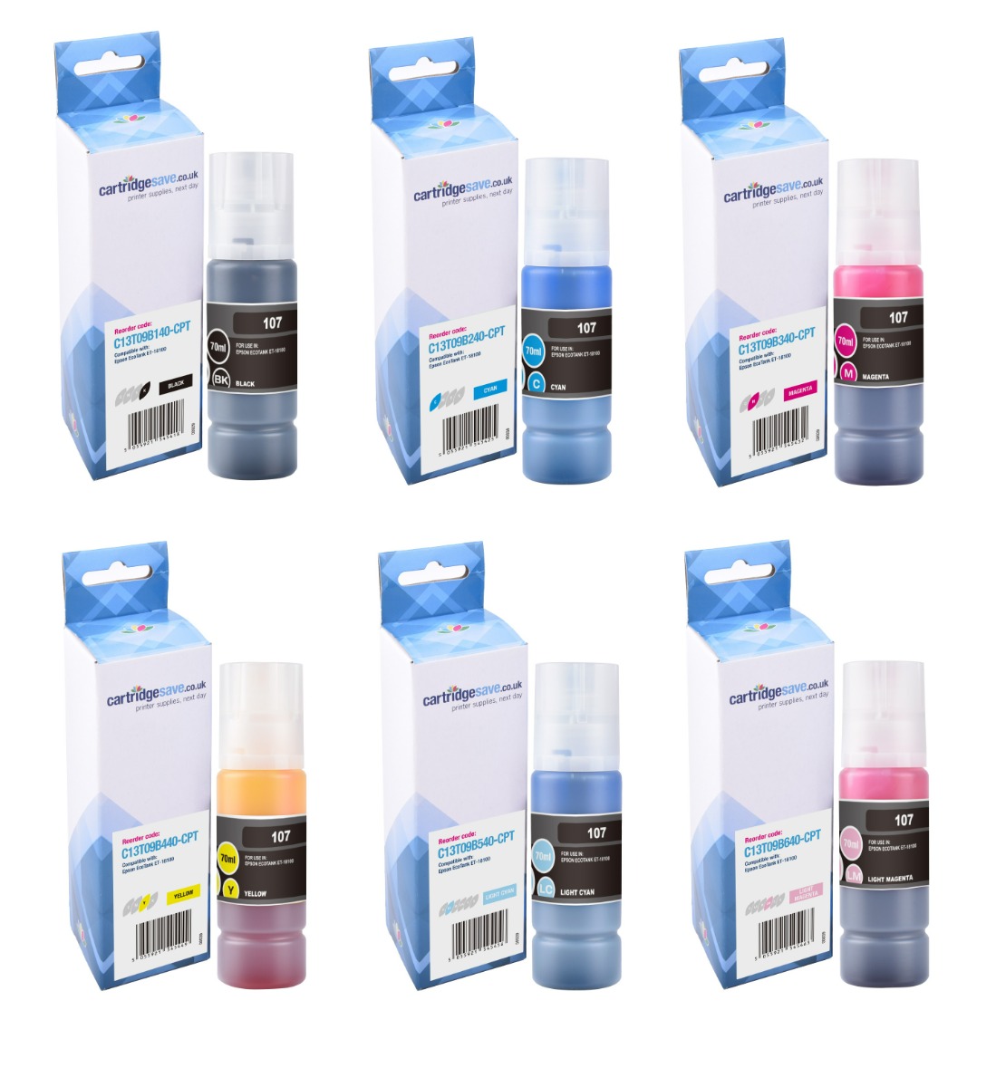 Compatible Epson 107 6 Colour Ink Bottle Multipack