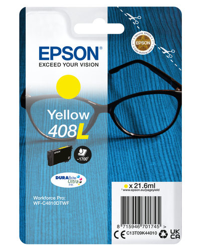 Epson DURABrite Ultra 408L High Capacity Yellow Ink Cartridge - (C13T09K44010)