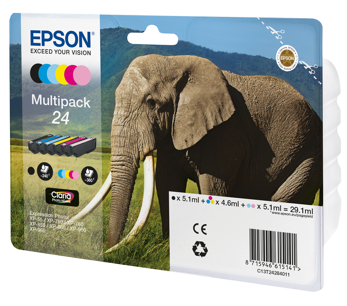 Epson 24 6 Colour Ink Cartridge Multipack - (T2428 Elephant)