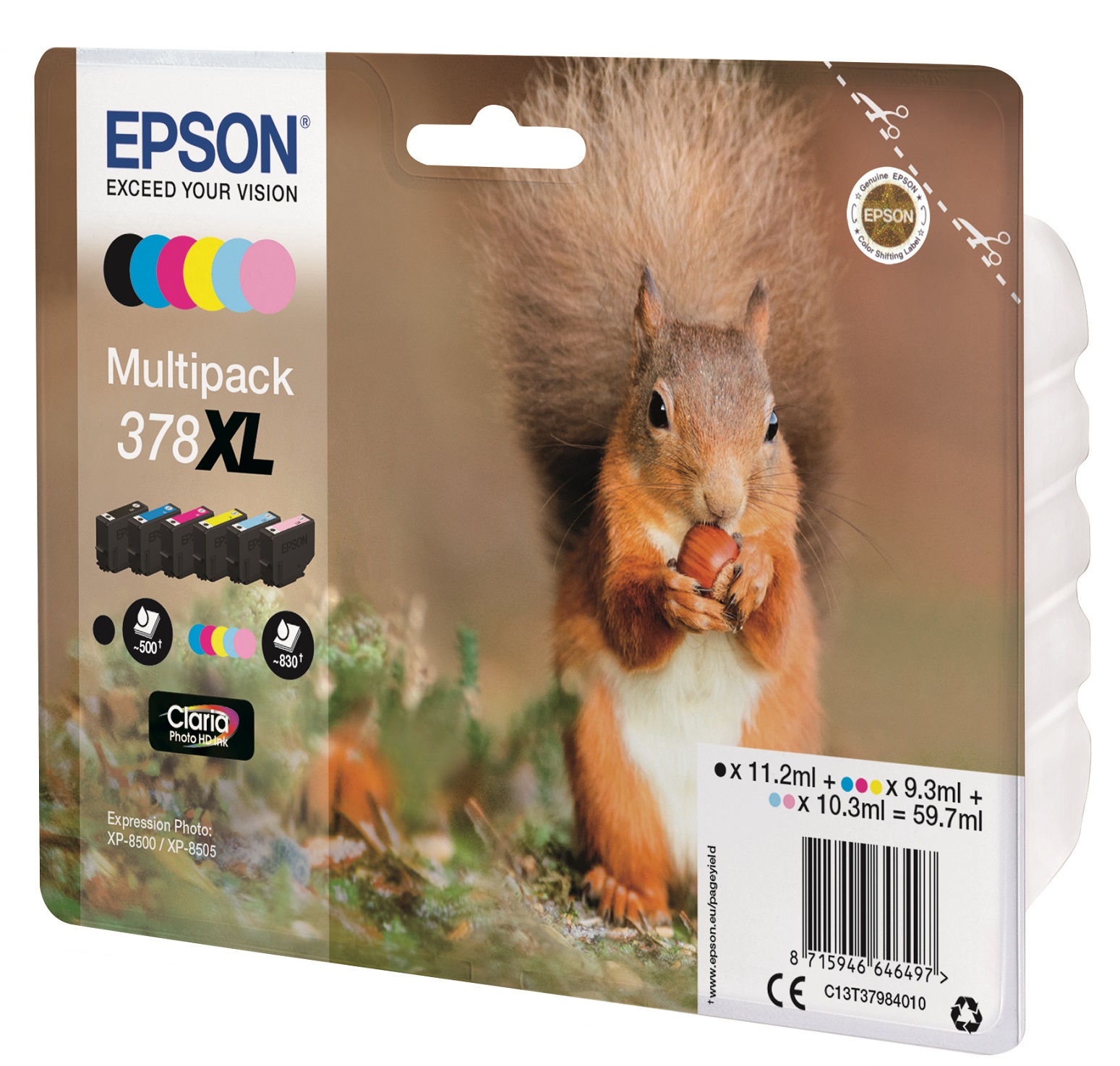 Epson 378XL 6 Colour High Capacity Ink Cartridge Multipack - (T3798 Squirrel)