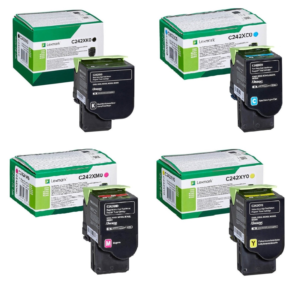 Lexmark C242X 4 Colour Extra High Capacity Return Program Toner Cartridge Multipack