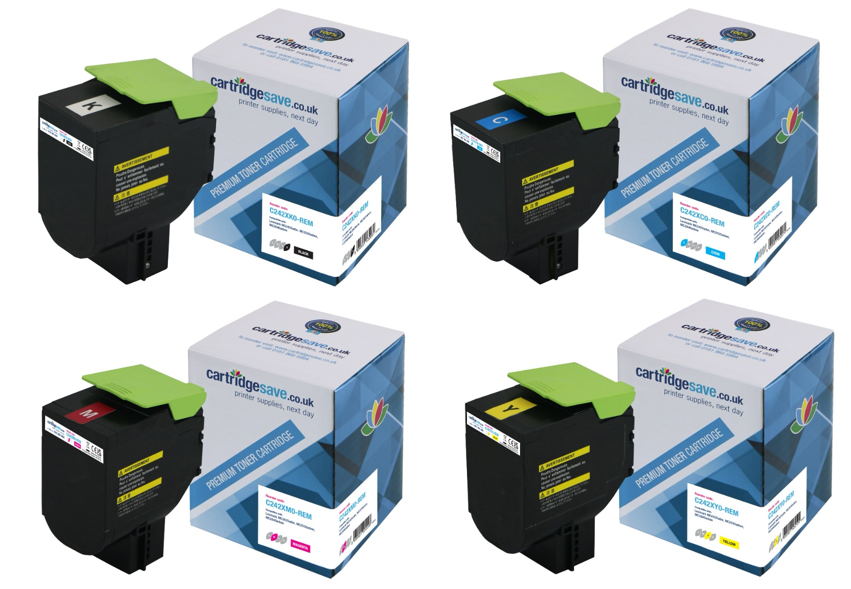 Compatible Lexmark C242X 4 Colour Extra High Capacity Toner Cartridge Multipack