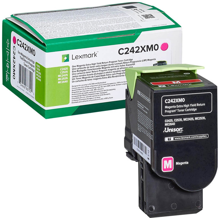 Lexmark C242XM0 Extra High Capacity Magenta Return Program Toner Cartridge