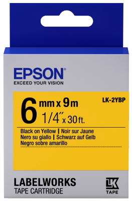 Epson C53S652002 Black On Yellow Labelling Tape 6mm x 9m - (LK-2YBP)