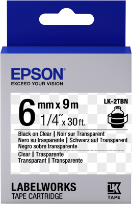 Epson C53S652004 Black on Clear Labelling Tape 6mm x 9m - (LK-2TBN)