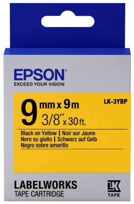 Epson C53S653002 Black on Yellow Labelling Tape 9mm x 9m - (LK-3YBP)