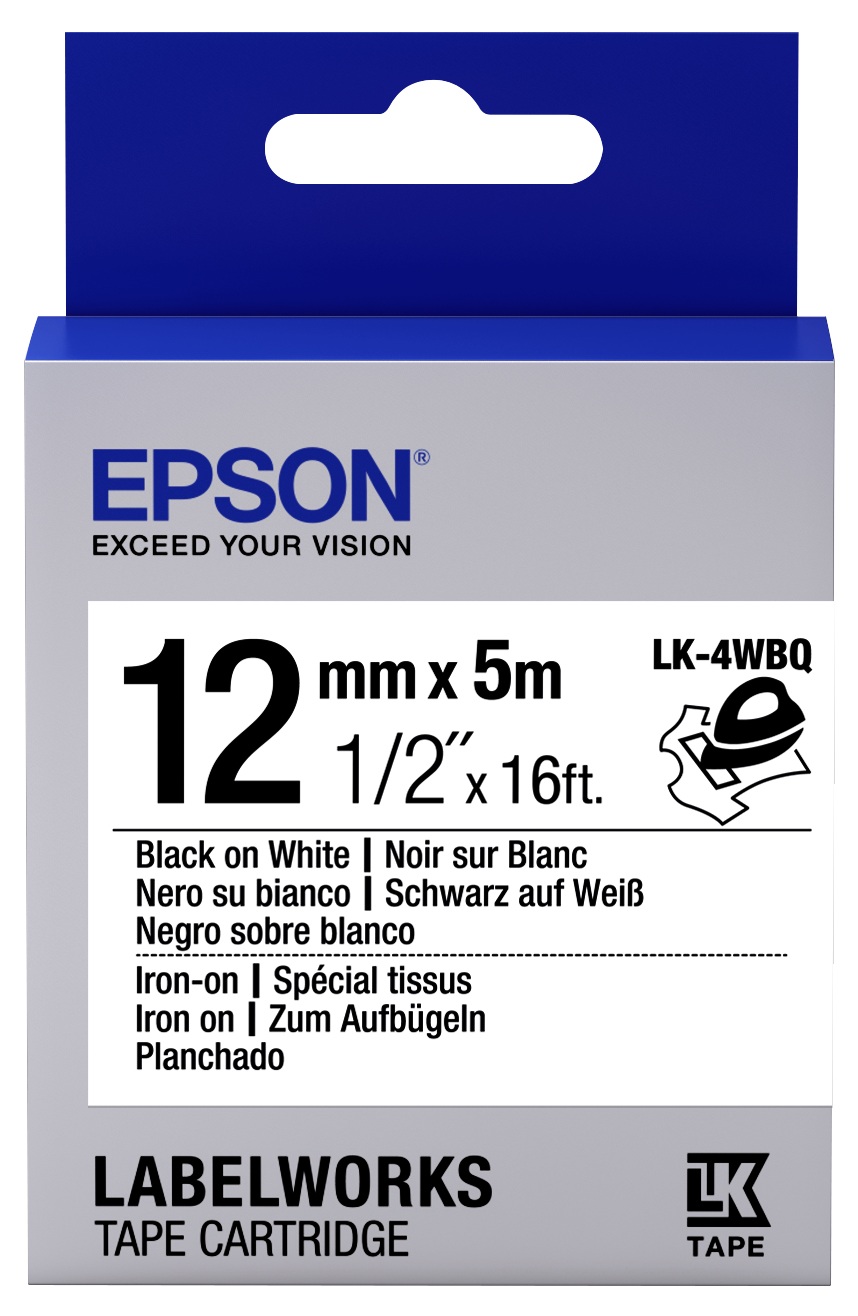 Epson C53S654024 Black On White Labelling Tape 12mm x 5m - (LK-4WBQ)