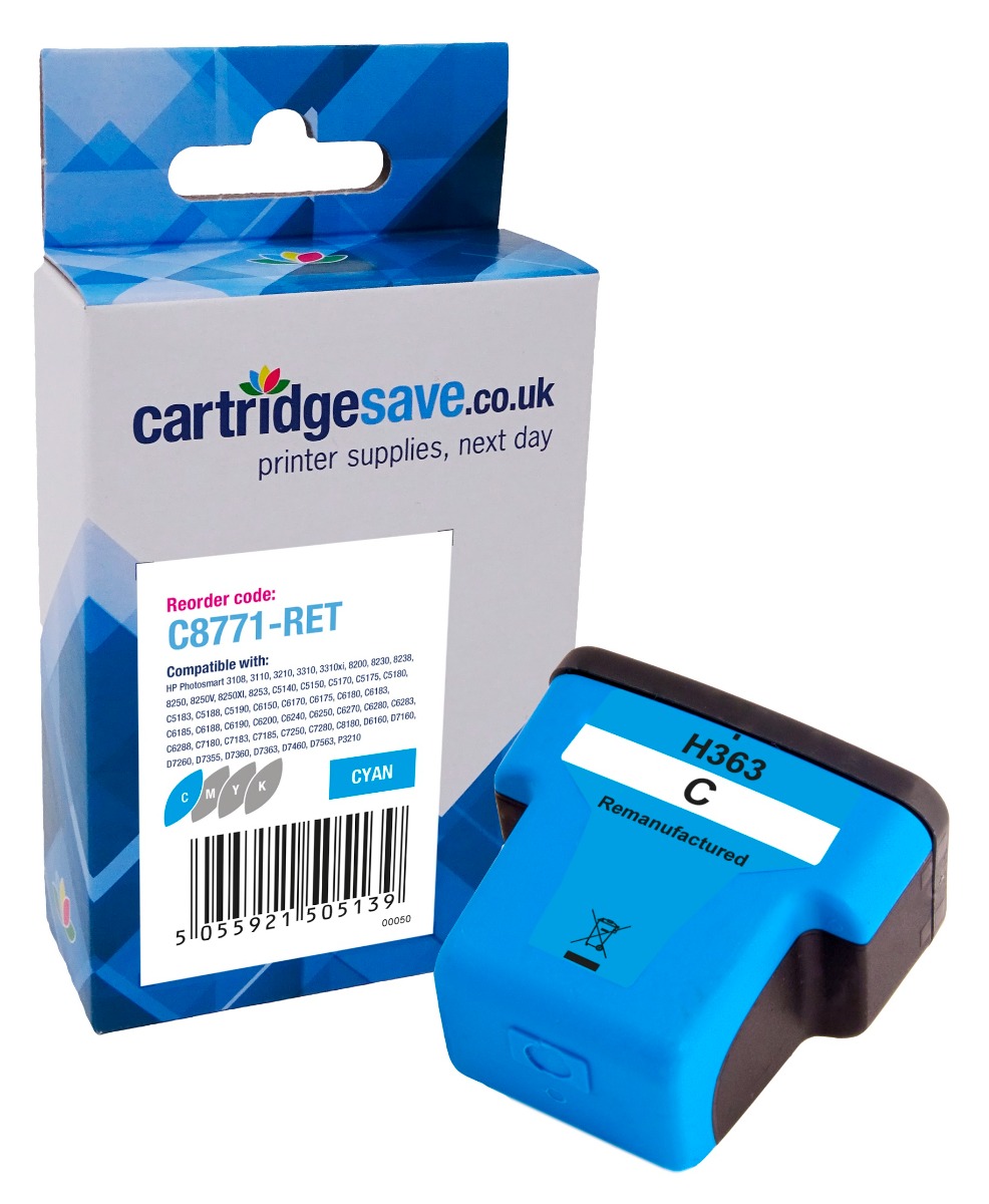 Compatible HP 363 Cyan Printer Cartridge - (C8771EE)