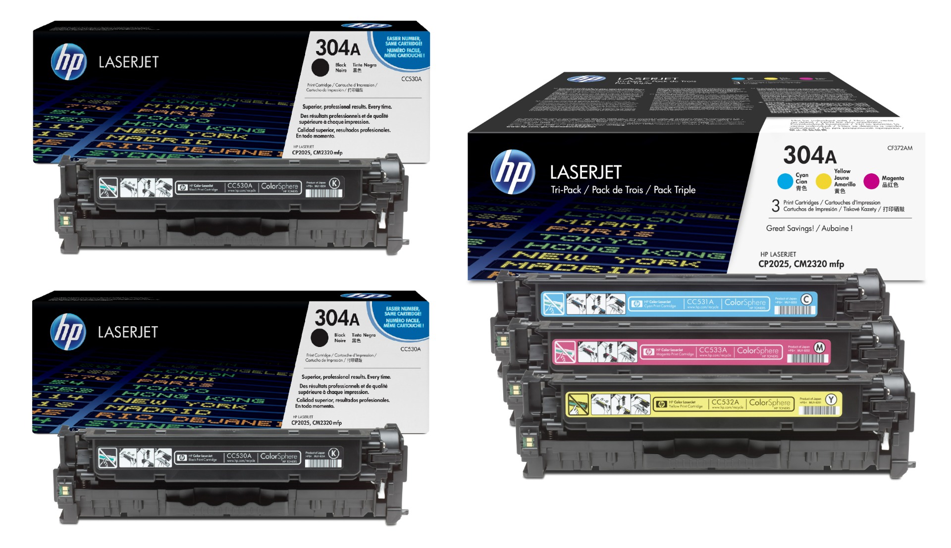 HP 304A 5 Colour Toner Cartridge Multipack - (CC530AD & CF372AM)