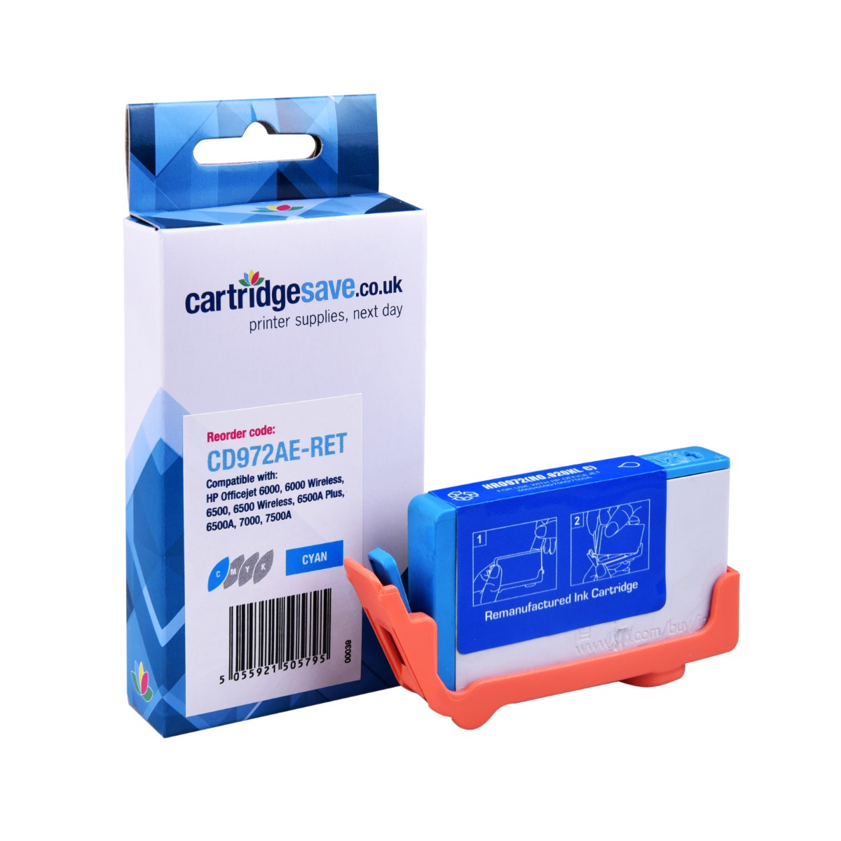 Compatible HP 920XL High Capacity Cyan Ink Cartridge - (CD972AE)