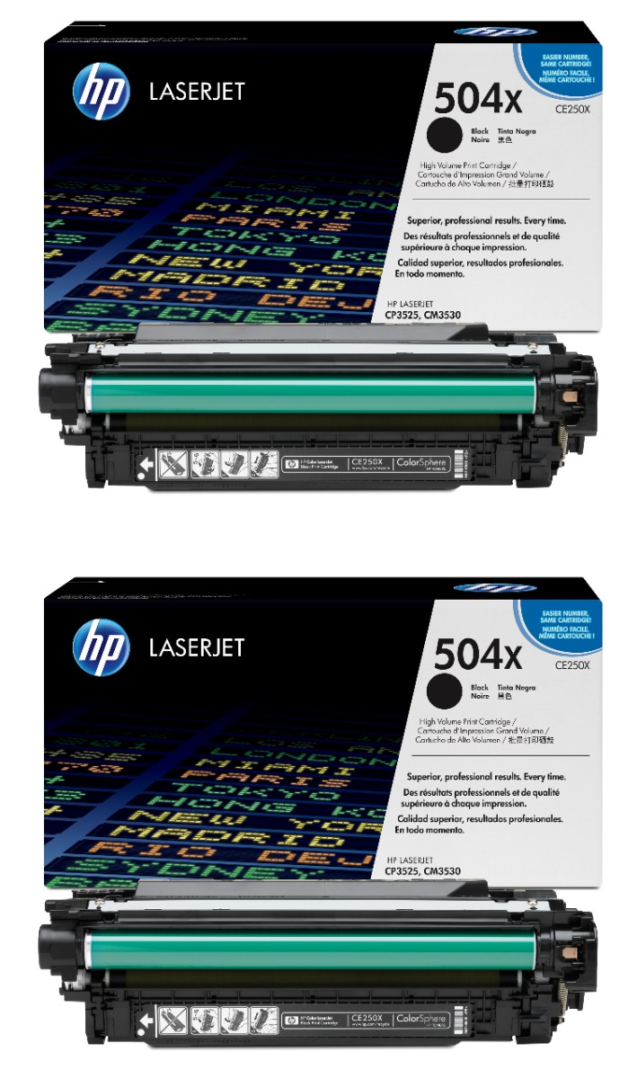 HP 504X High Capacity Black Toner Cartridge Twin Pack - (CE250XD)