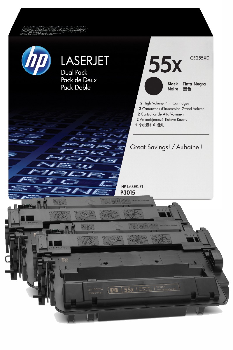 HP 55X High Capacity Black Toner Cartridge Twin Pack (CE255XD)