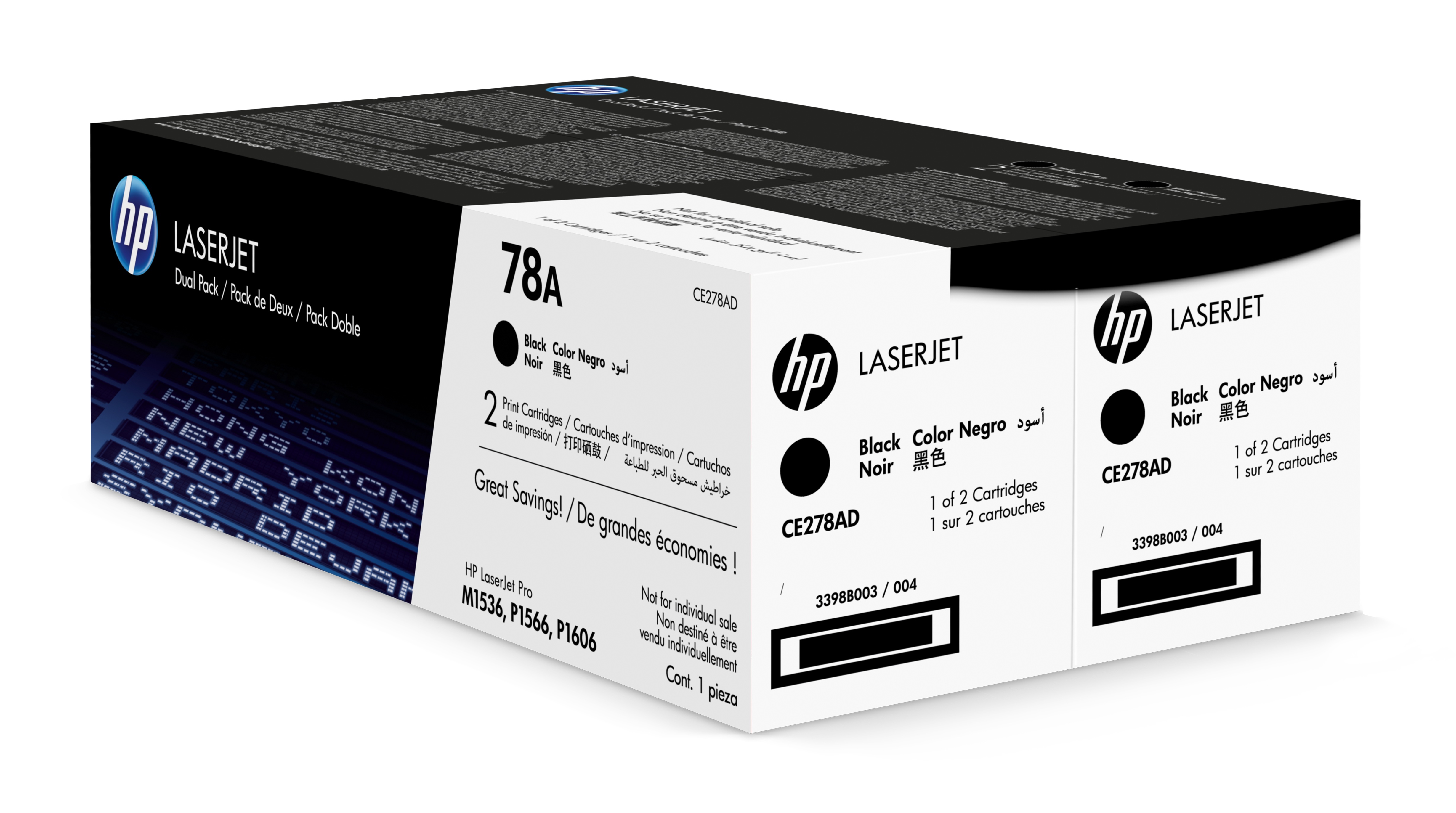 HP 78A Black Toner Cartridge Twin Pack (CE278AD)