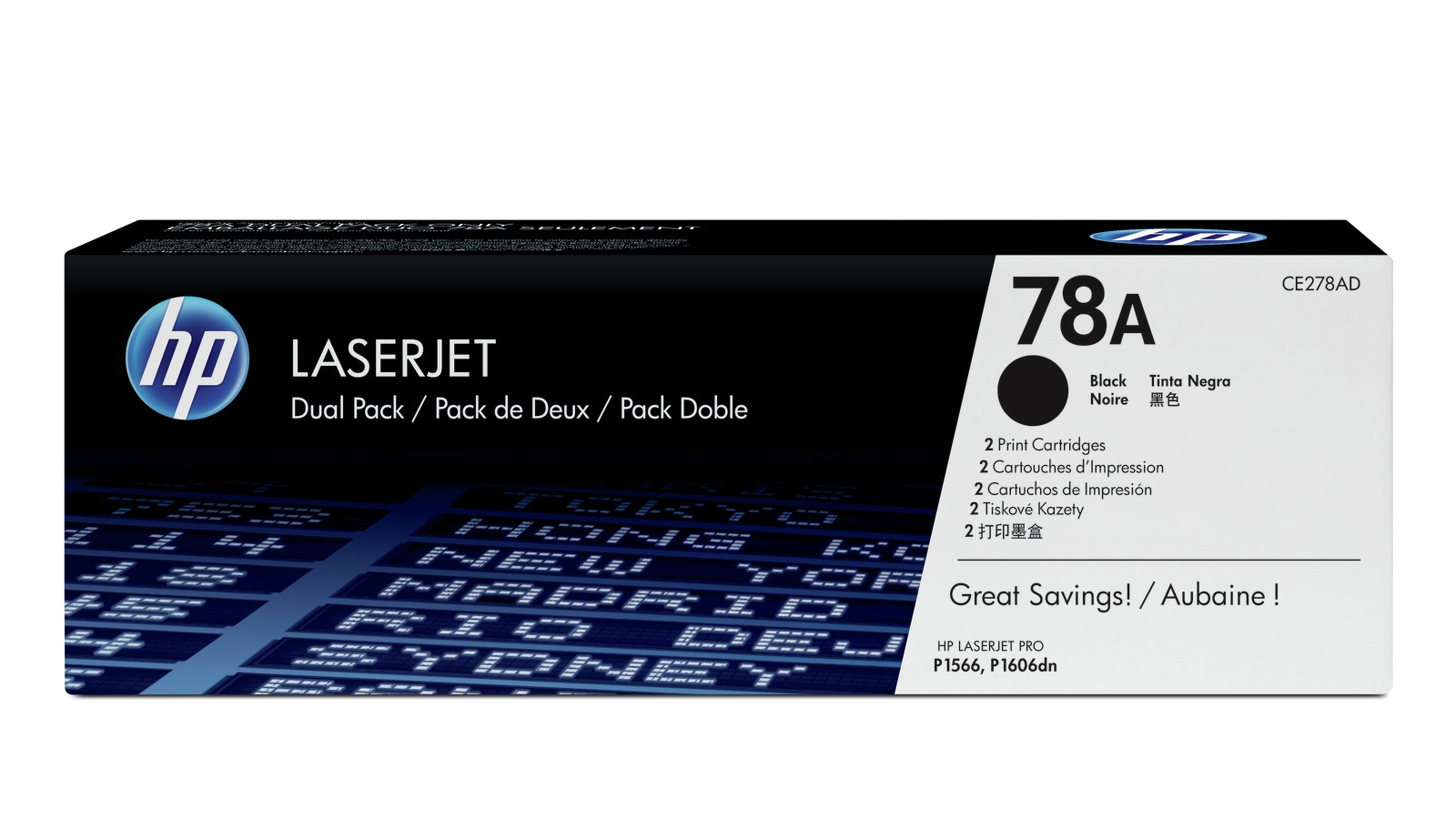 HP 78A Black Toner Cartridge Twin Pack (CE278AD)