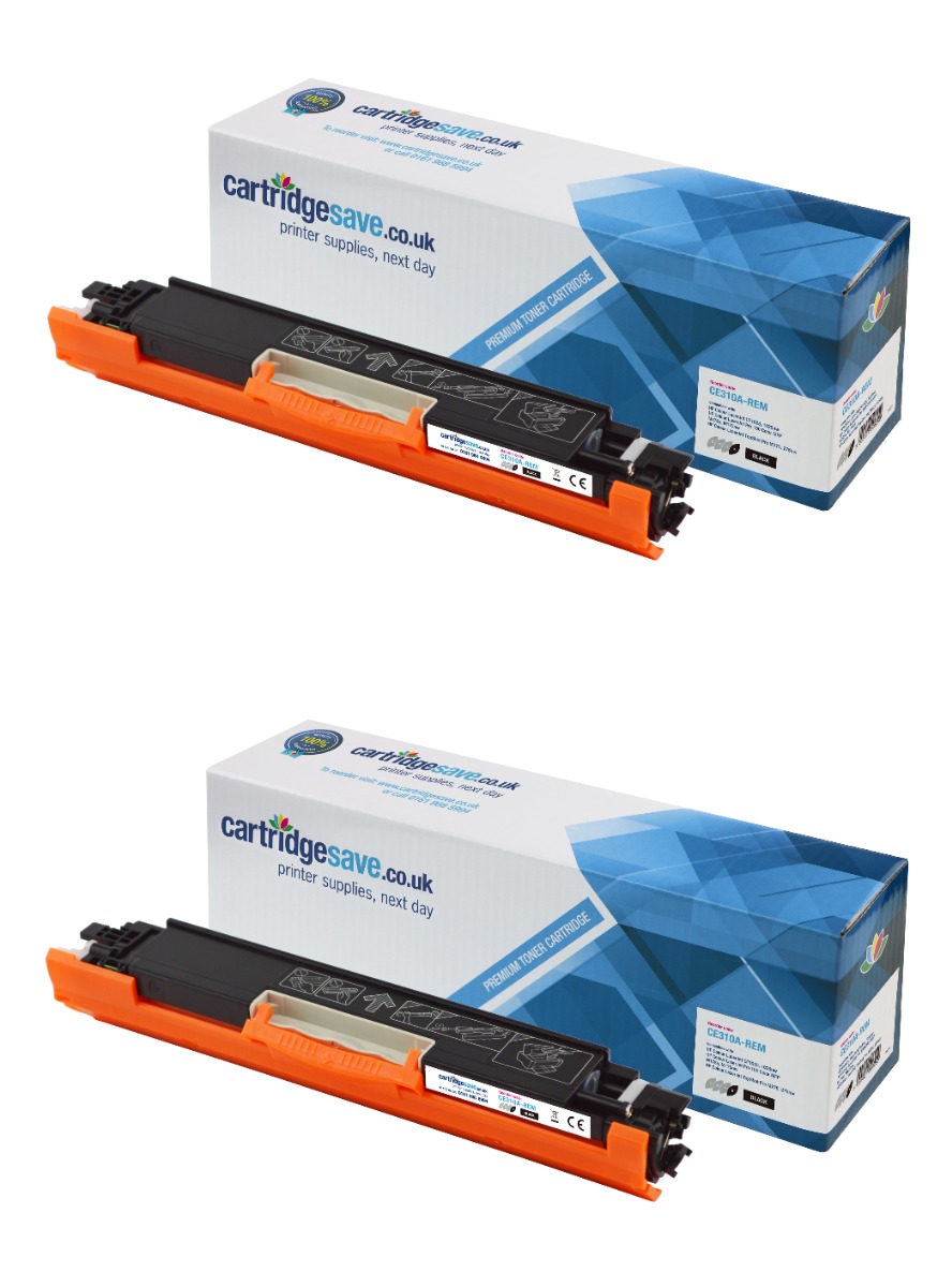 Compatible HP 126A Black Toner Cartridge Twin Pack - (CE310AD)