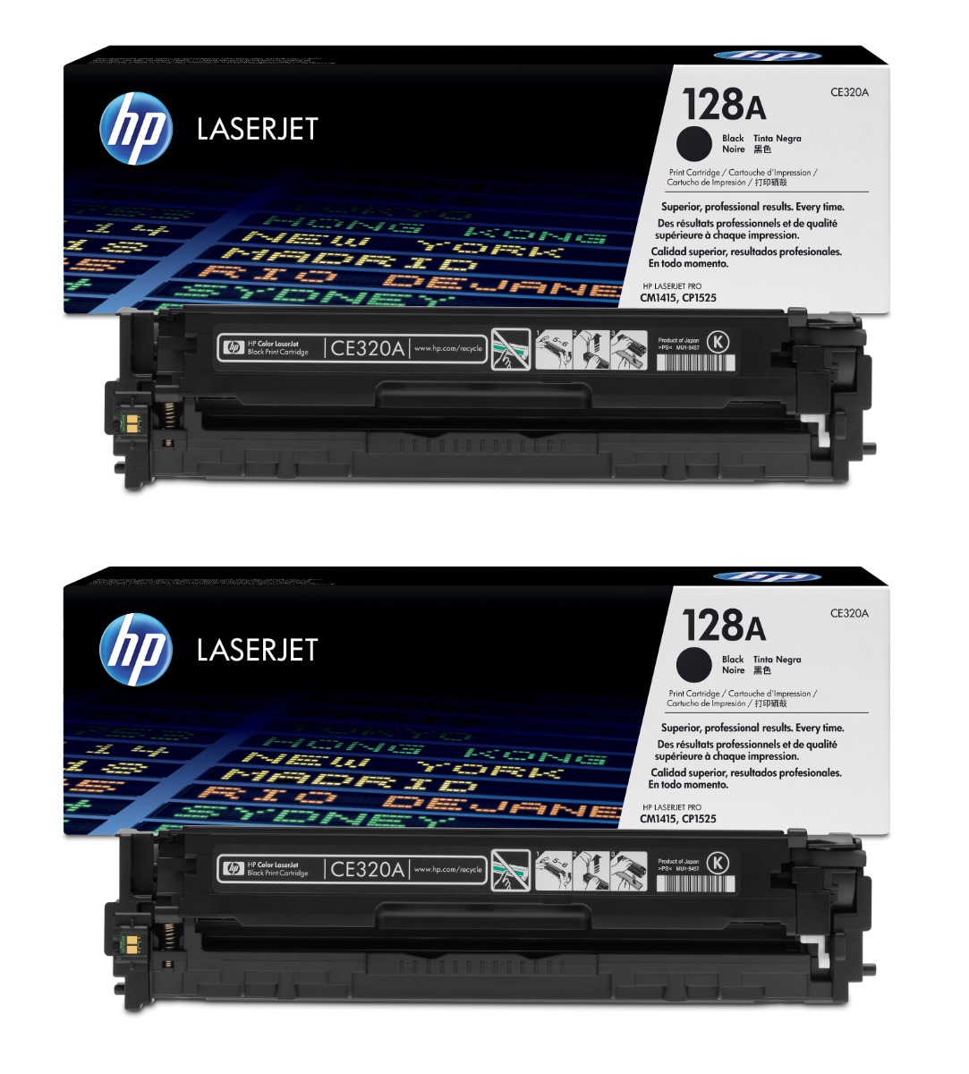 HP 128A Black Toner Cartridge Twin Pack - (CE320AD)