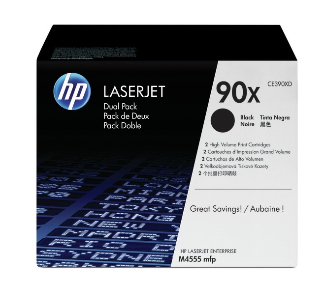 HP 90X High Capacity Black Toner Cartridge Twin Pack - (CE390XD)