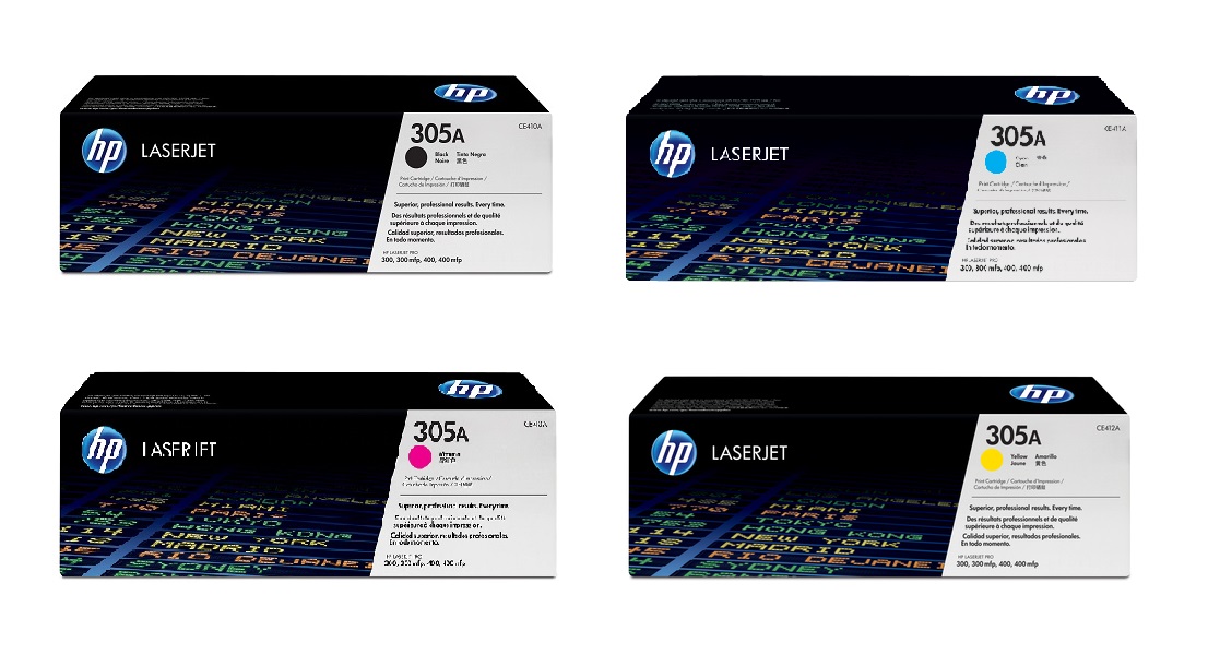 HP 305X / 305A 4 Colour Toner Cartridge Multipack (CE410X & CF370AM)