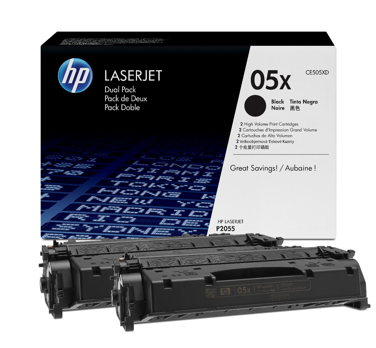 HP 05X High Capacity Black Toner Cartridge Twin Pack (CE505XD)