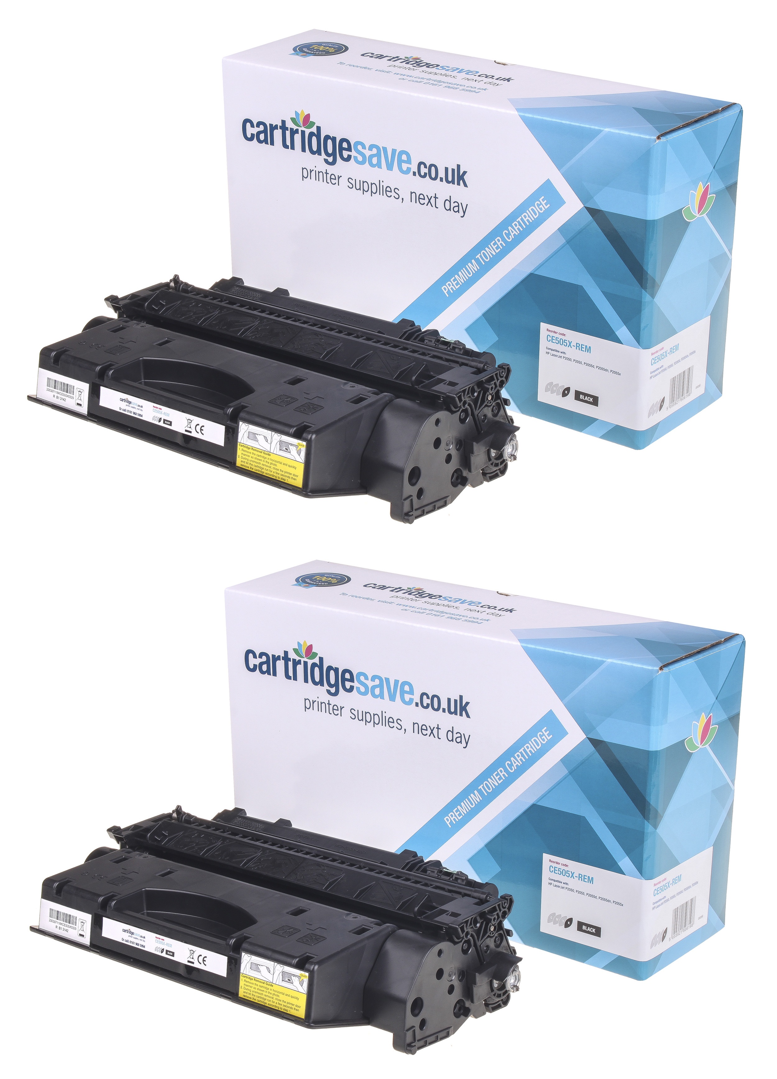 Compatible HP 05X High Capacity Black Toner Cartridge Twin Pack (CE505XD)