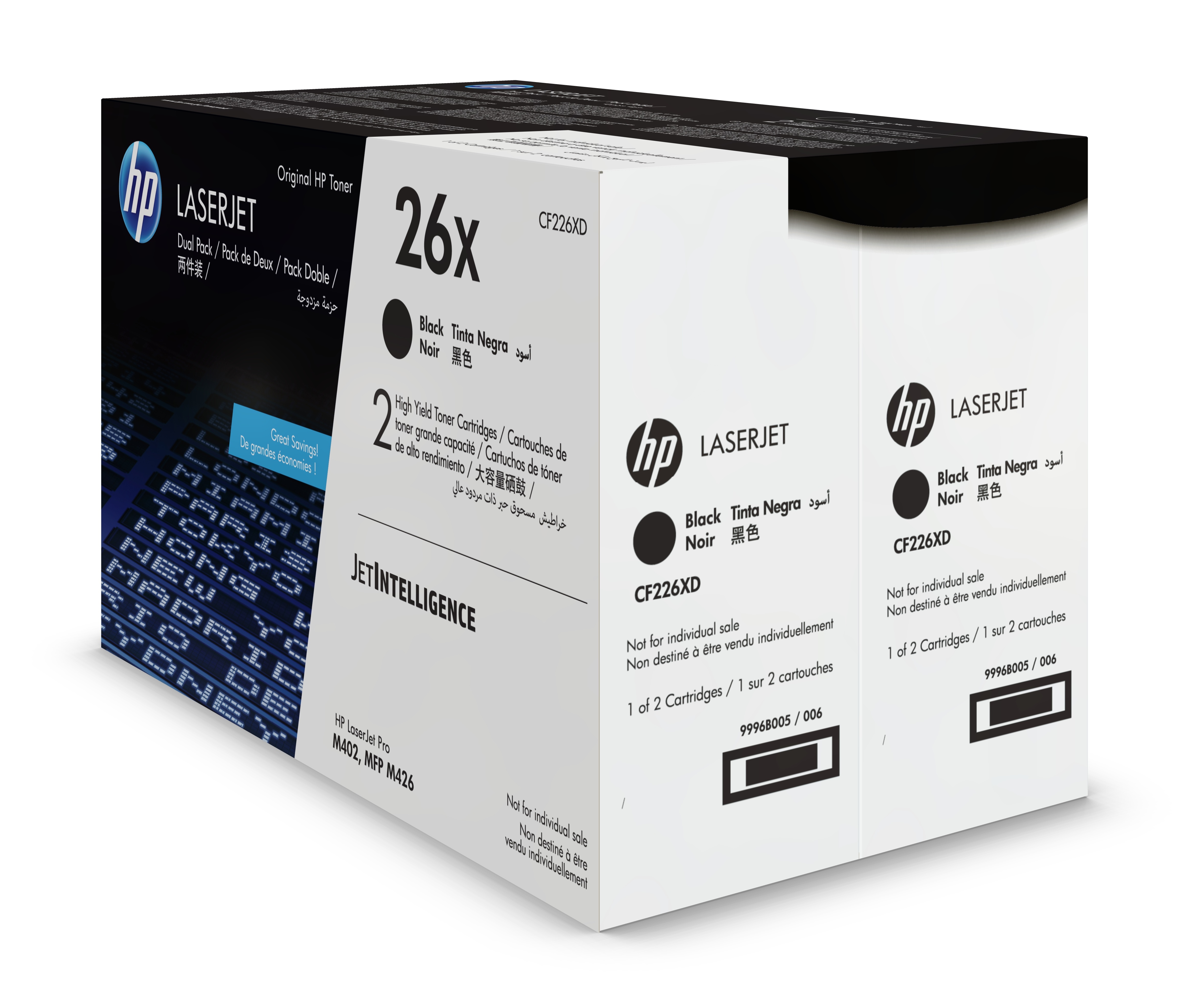 HP 26X High Capacity Black Toner Cartridge Twin Pack (CF226XD)