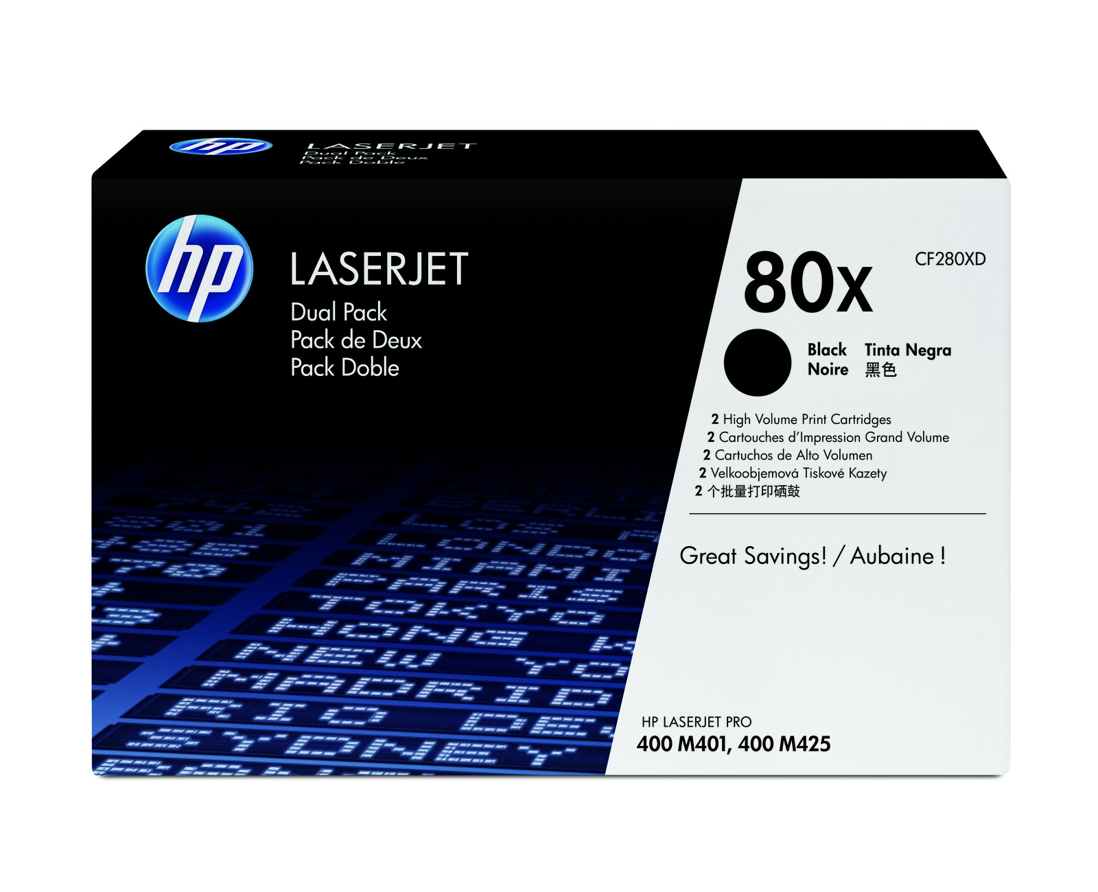 HP 80X High Capacity Black Toner Cartridge Twin Pack (CF280XD)