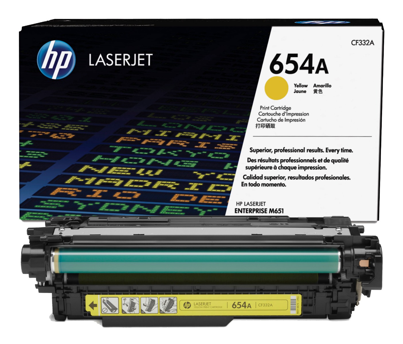 HP 654A Yellow Toner Cartridge - (CF332A)