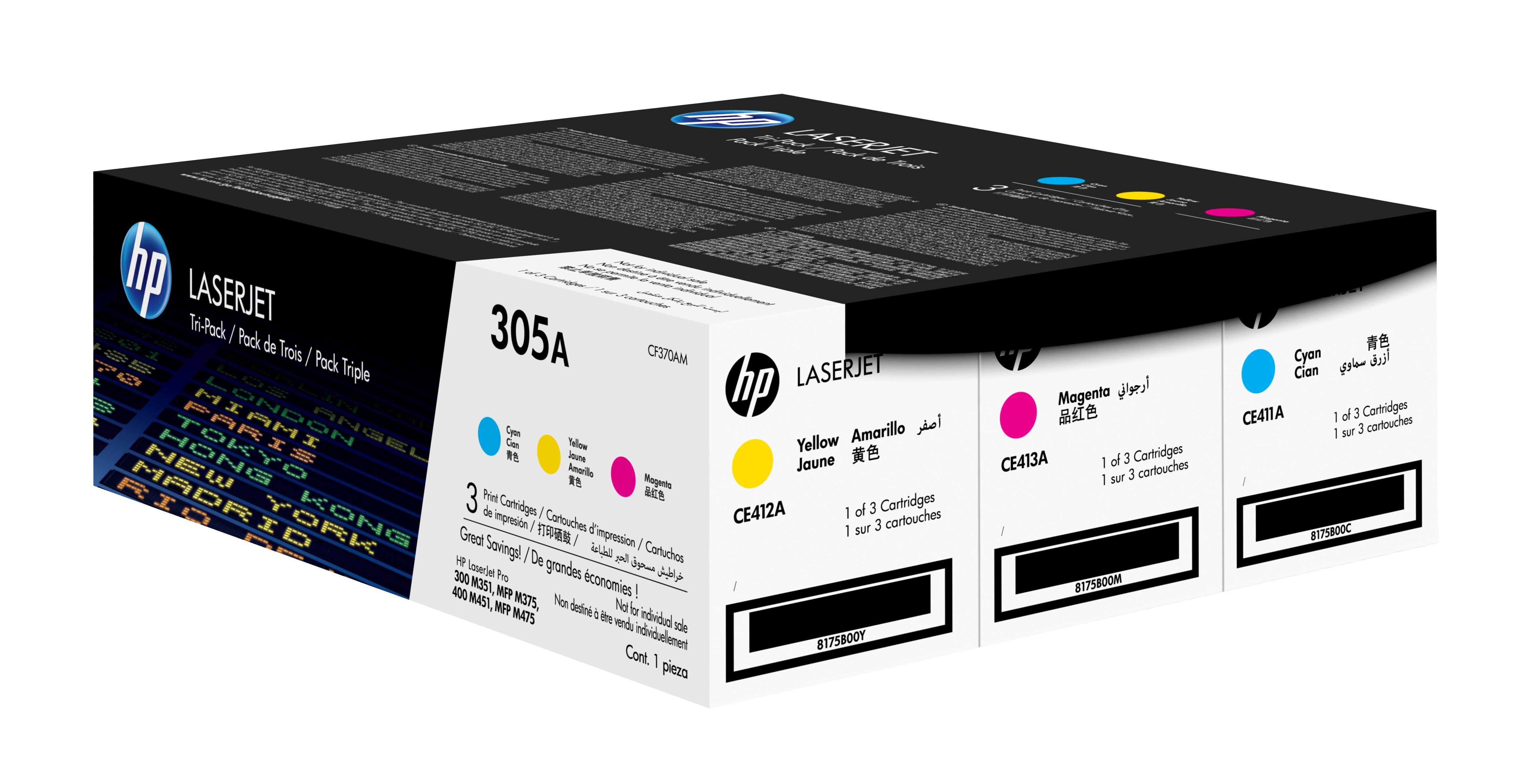 HP 305A 3 Colour Toner Cartridge Multipack (CF370AM)